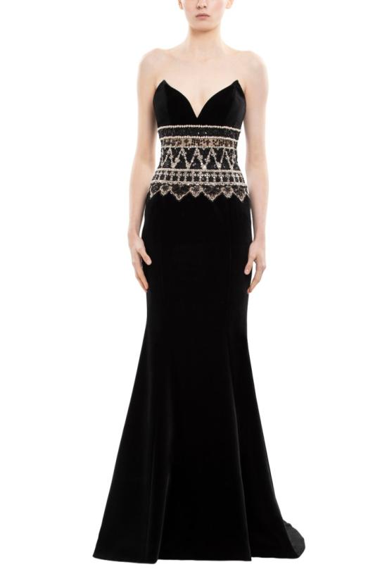 사이드 코베이시 롱 원피스 자수 디테일이 있는 스트랩리스 드레스 - SAIID KOBEISY