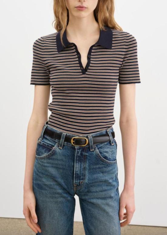  닐리로탄 블라우스 Nili Lotan Gemmatta 스트라이프 폴로 탑 - NILI LOTAN