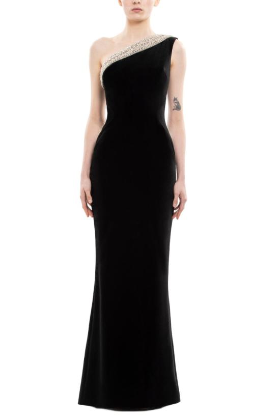  사이드 코베이시 롱 원피스 크리스털 장식 원숄더 드레스 - SAIID KOBEISY