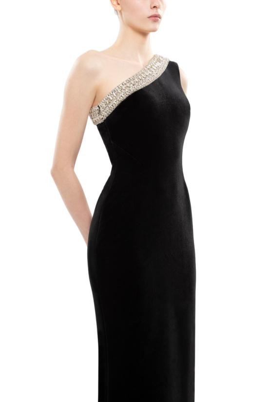  사이드 코베이시 롱 원피스 크리스털 장식 원숄더 드레스 - SAIID KOBEISY
