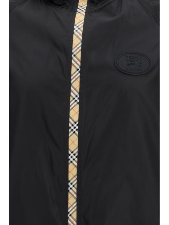 26SS 버버리 체크 테이프 나일론 후드 자켓 8120369 A1189 BLACK - BURBERRY