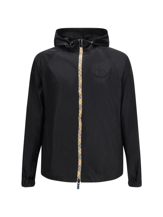 26SS 버버리 체크 테이프 나일론 후드 자켓 8120369 A1189 BLACK