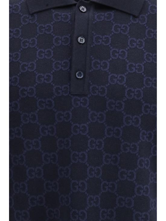 26SS 구찌 GG 코튼 실크 자카드 폴로 셔츠 855058XKFEN 4588 BLUE - GUCCI