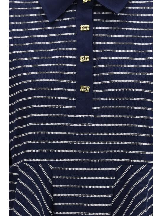 26SS 가니 스트라이프 러플 폴로 티셔츠 A1050063 683 BLUE - GANNI