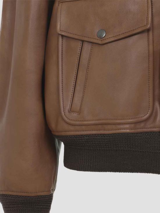 26SS 생로랑 시어링 칼라 가죽 봄버 자켓 843525YCTE22146 Brown - SAINT LAURENT