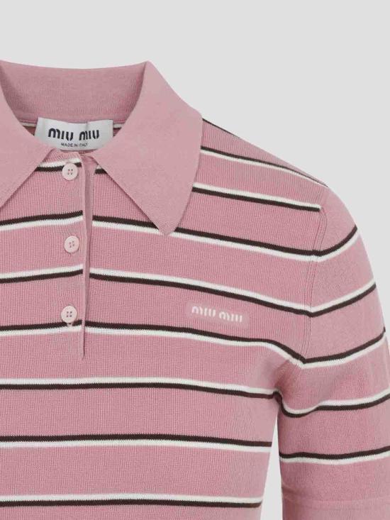 27SS 미우미우 폴로 티셔츠 MMLB35SOOO183MF0028 Pink - MIU MIU