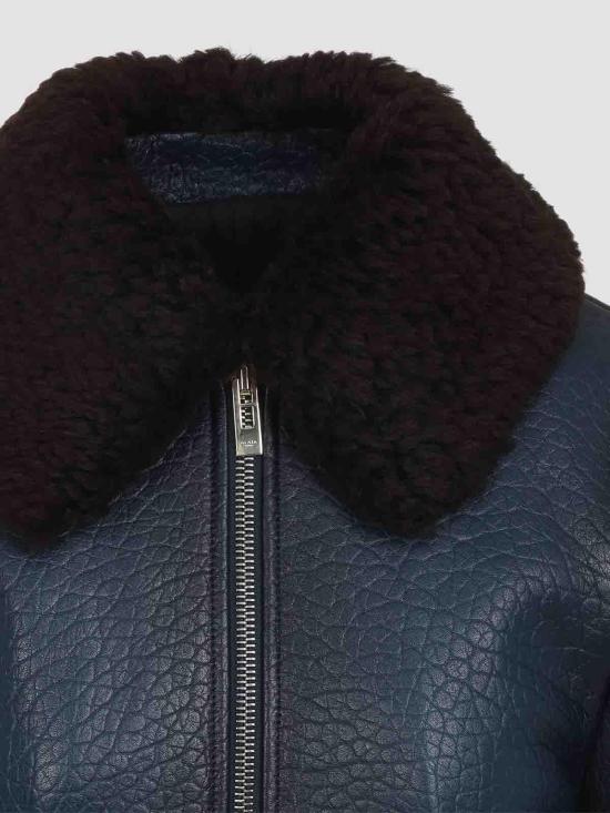 27SS 알라이아 가죽 자켓 AA9V1237X102C501 Blue - ALAIA