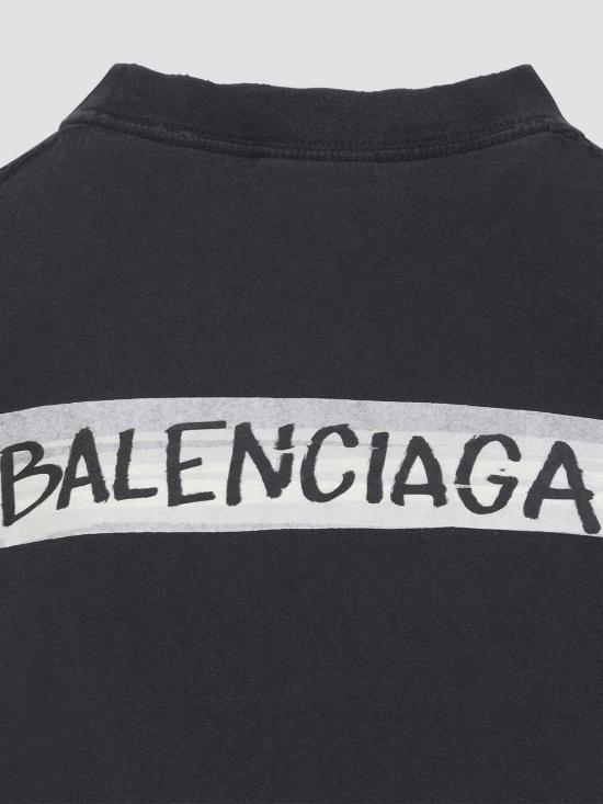 26SS 발렌시아가 마스킹 테이프 티셔츠 850990TTVL61041 Black - BALENCIAGA