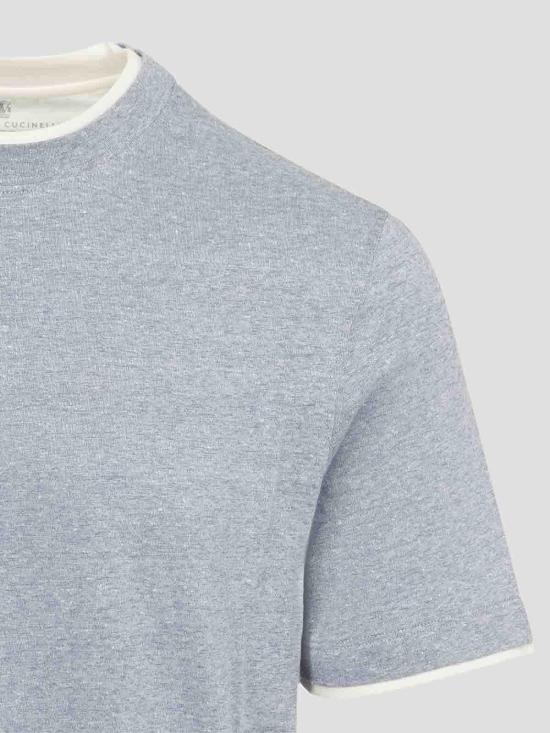 26SS 브루넬로 쿠치넬리 반팔 티셔츠 MW8357427CGE03 Light Blue - BRUNELLO CUCINELLI