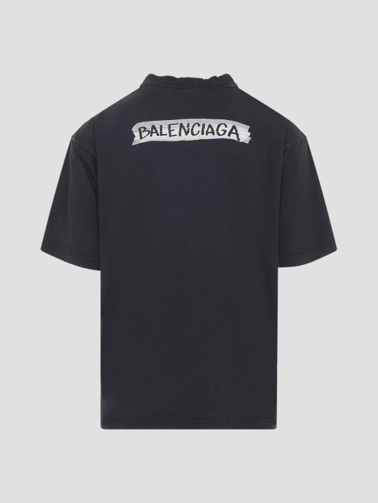 26SS 발렌시아가 마스킹 테이프 티셔츠 미디움 핏 764235TTVL61041 Black - BALENCIAGA