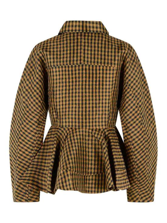 26SS 가니 체크 페플럼 셔츠 A1040054925 Brown - GANNI