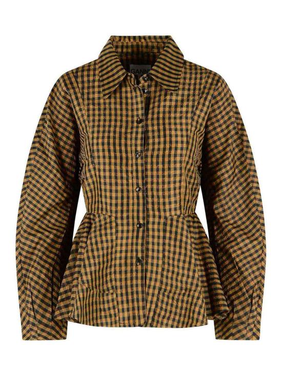 26SS 가니 체크 페플럼 셔츠 A1040054925 Brown