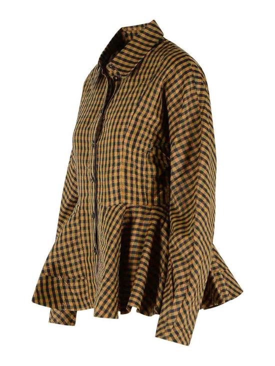 26SS 가니 체크 페플럼 셔츠 A1040054925 Brown - GANNI