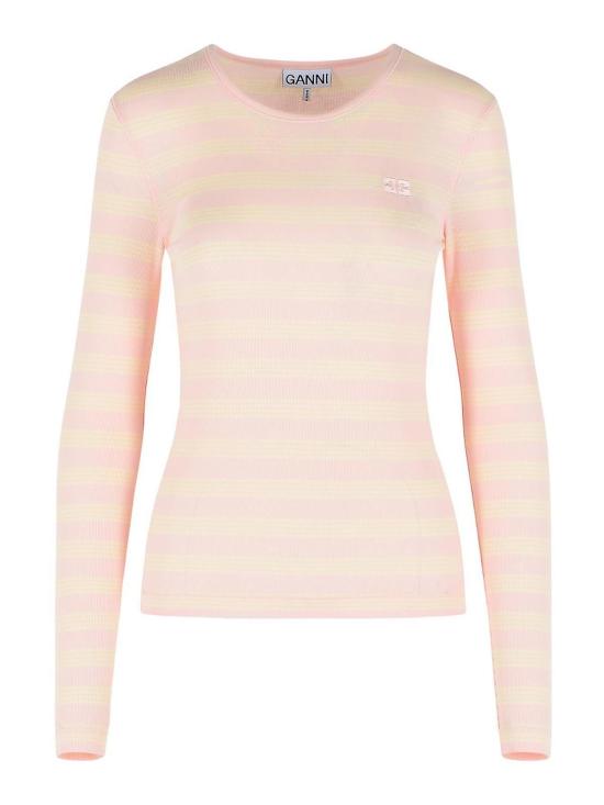 26SS 가니 스트라이프 리브 긴팔 티셔츠 A1050066868 Nude Neutrals