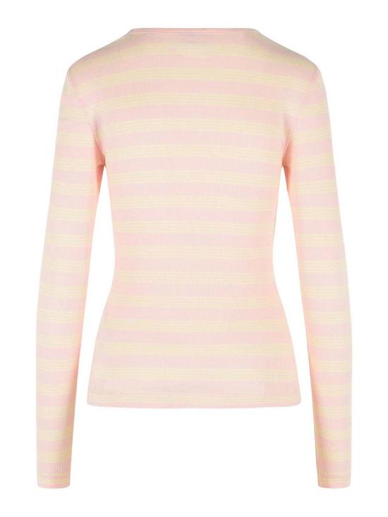 26SS 가니 스트라이프 리브 긴팔 티셔츠 A1050066868 Nude Neutrals - GANNI