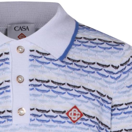 26SS 카사블랑카 폴로 티셔츠 MSP26KW133401 Blue - CASABLANCA