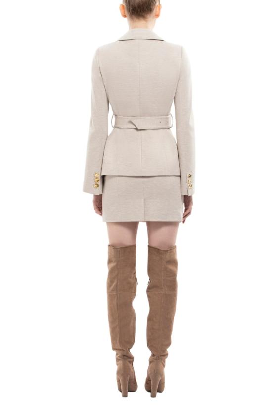  사이드 코베이시 미디 스커트 아이보리 색상의 몸에 딱 맞는 짧은 테일러드 - SAIID KOBEISY