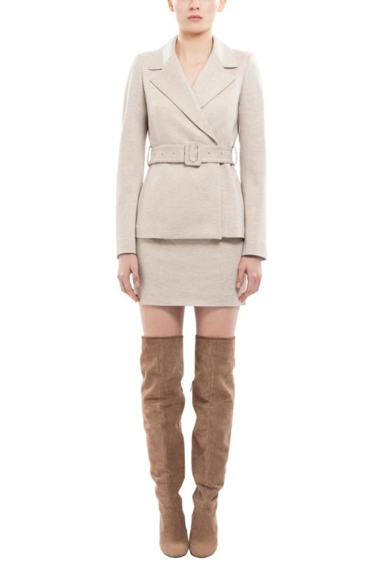  사이드 코베이시 미디 스커트 아이보리 색상의 몸에 딱 맞는 짧은 테일러드 - SAIID KOBEISY