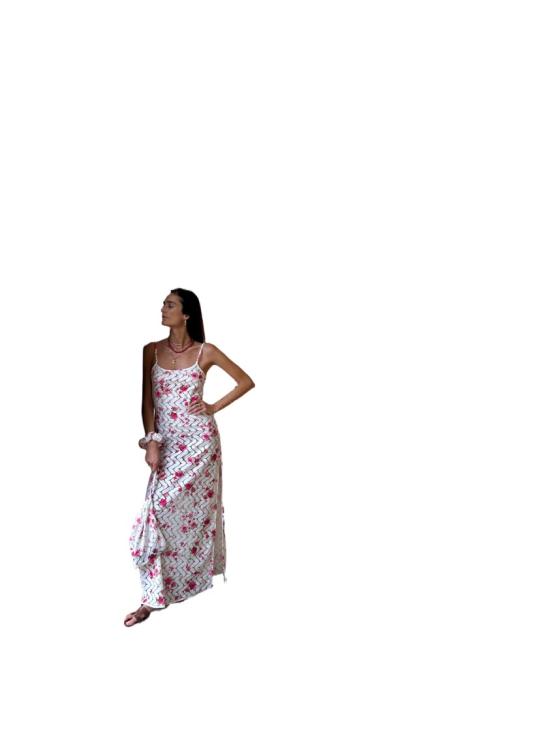 25SS Hawa Made From Love 롱 원피스 플로럴 패턴이 있는 하늘거리는 맥시 드레스