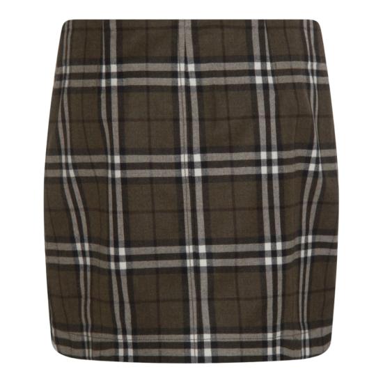 25FW 버버리 체크 본디드 울 트렌치 미니 스커트 8110911C3078 Black - BURBERRY