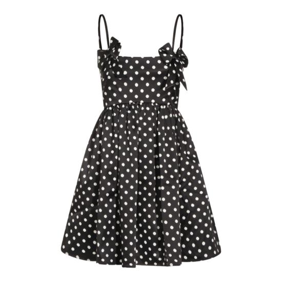 26SS 가니 폴카 도트 새틴 미니 드레스 A1030193099 Black