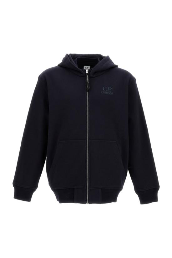 26SS 씨피 컴퍼니 다이애그널 레이즈드 플리스 집 후드 스웨트셔츠 20CMSS025A005086W888 Black
