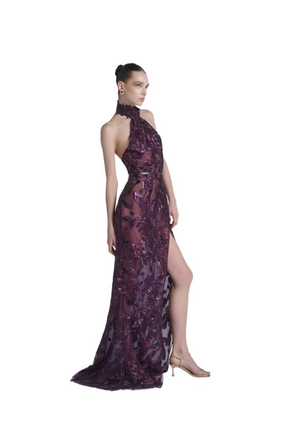  사이드 코베이시 롱 원피스 홀터넥 자수 튤 드레스 - SAIID KOBEISY