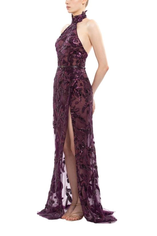  사이드 코베이시 롱 원피스 홀터넥 자수 튤 드레스 - SAIID KOBEISY