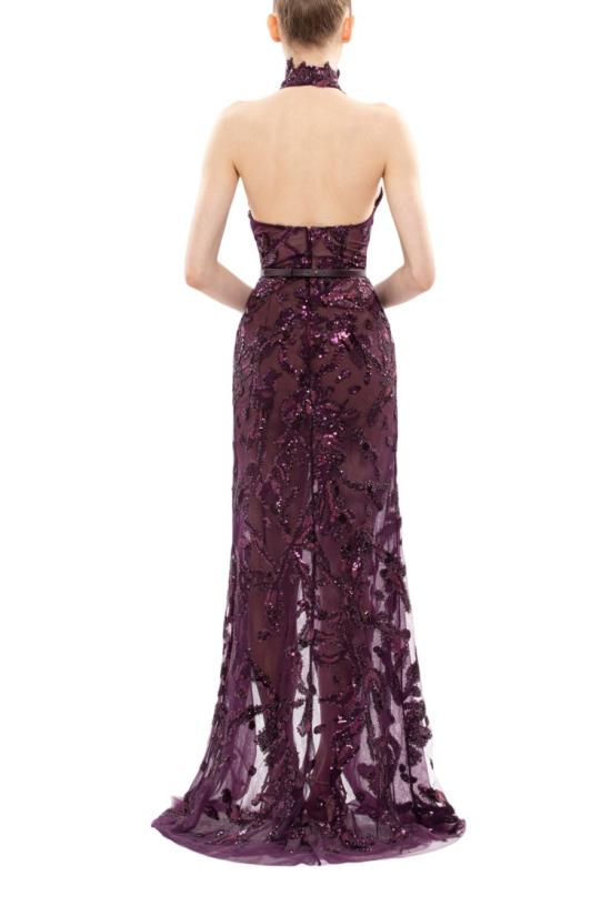  사이드 코베이시 롱 원피스 홀터넥 자수 튤 드레스 - SAIID KOBEISY