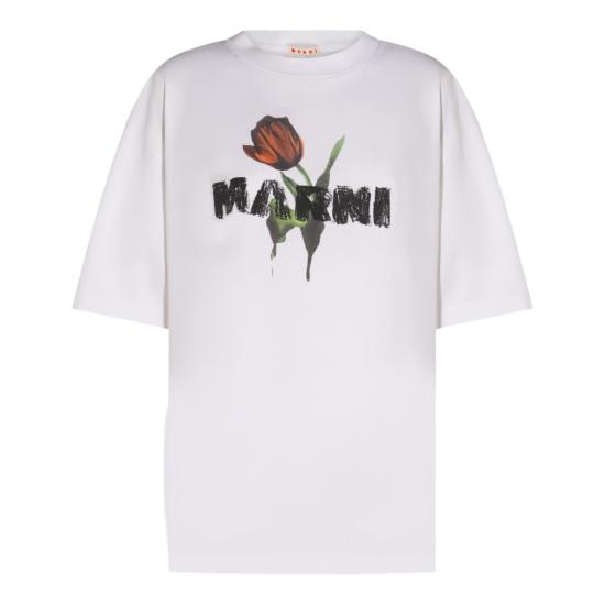 25FW 마르니 반팔 티셔츠 THJET49P18USCY31LOW01 White