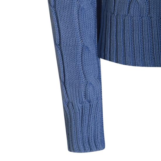 26SS 폴로 랄프로렌 포니 로고 피마코튼 케이블 니트 스웨터 211971869009 Blue - POLO RALPH LAUREN