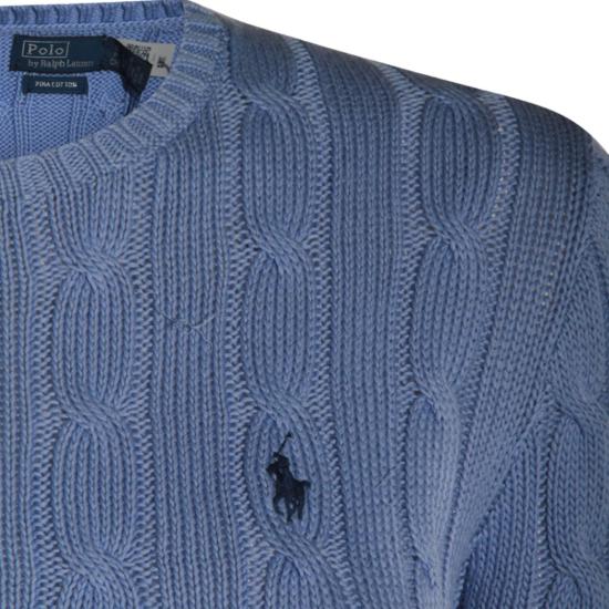 26SS 폴로 랄프로렌 포니 로고 피마코튼 케이블 니트 스웨터 211971869009 Blue - POLO RALPH LAUREN