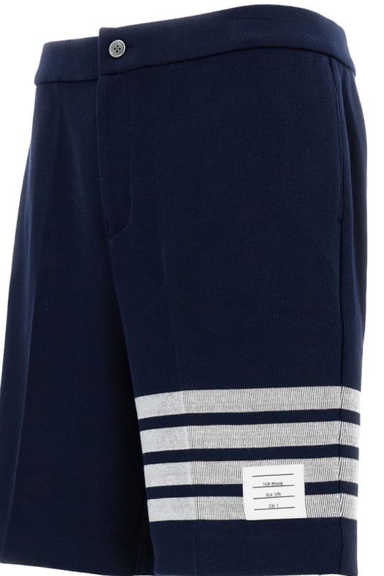 26SS 톰브라운 더블 페이스 니트 4바 버뮤다 쇼츠 MJQ242A07545415 Blue - THOM BROWNE