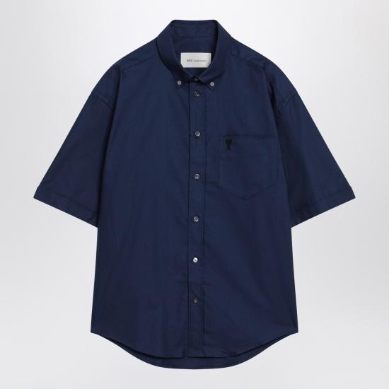 26SS 아미 스몰 하트 로고 자수 박시 셔츠 HSH823CO0210 Black