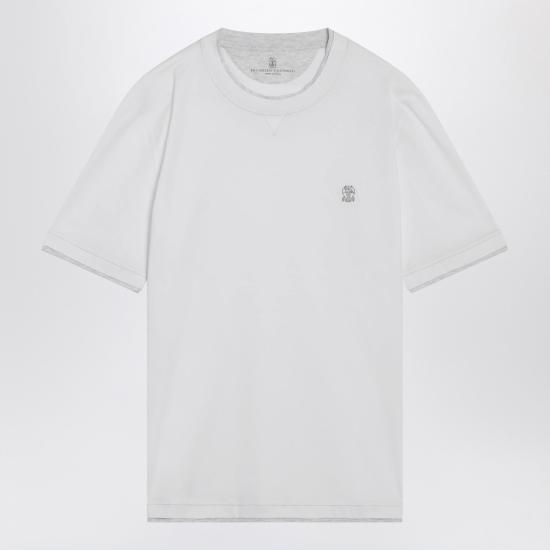 26SS 브루넬로 쿠치넬리 레이어링 코튼 저지 크루넥 티셔츠 M0B137451GCO White