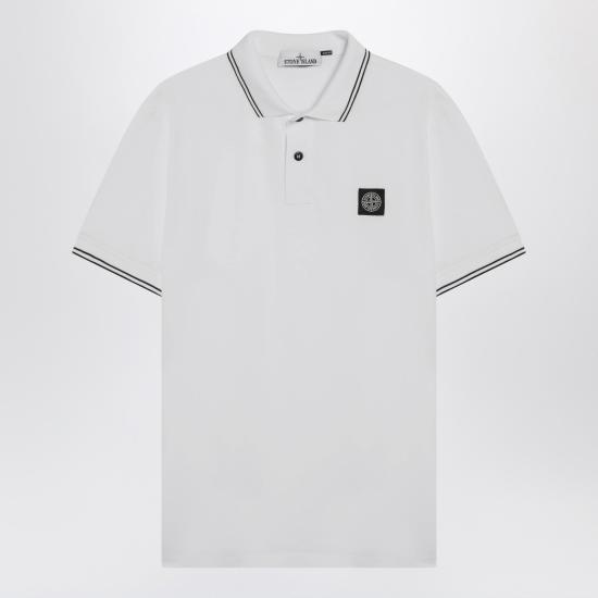 26SS 스톤 아일랜드 오가닉 코튼 피케 컴퍼스 패치 스트레치 슬림핏 숏슬리브 폴로 S152200010S0018 White