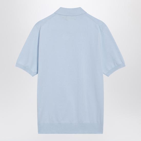 26SS 폴로 랄프로렌 슬림핏 코튼 니트 폴로 셔츠 710980682502CO Light blue - POLO RALPH LAUREN