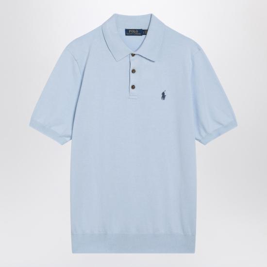 26SS 폴로 랄프로렌 슬림핏 코튼 니트 폴로 셔츠 710980682502CO Light blue