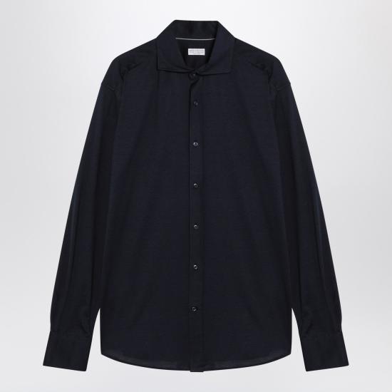 26SS 브루넬로 쿠치넬리 프렌치 칼라 셔츠 MD8216686SI Blue