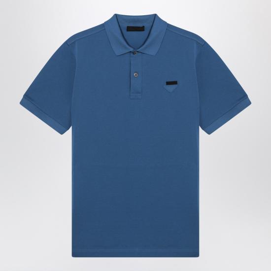 26SS 프라다 로고 모티프 폴로 셔츠 UJN4441867 Light blue