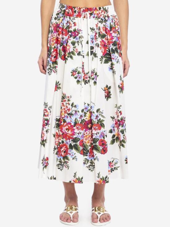 26SS 돌체앤가바나 미디 스커트 F4DC7THS5UU HA5ZO Mazz fiori f bianco