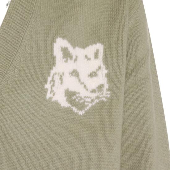 25FW 메종키츠네 폭스 헤드 인타르시아 메리노 가디건 PM00509KM03290396 Grey - MAISON KITSUNE