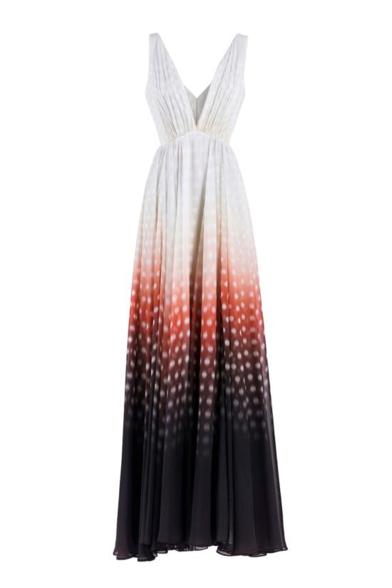  사이드 코베이시 롱 원피스 그라데이션 프린트 드레스