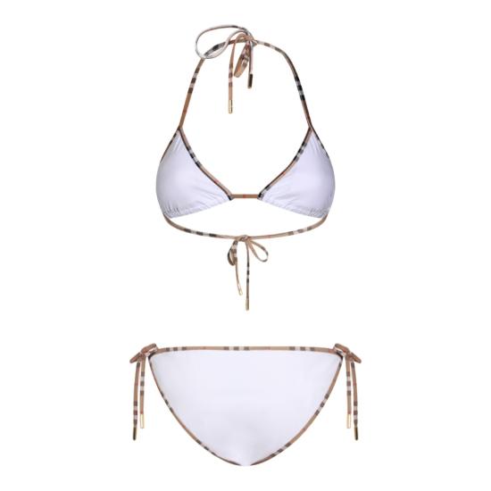 26SS 버버리 체크 트리밍 비키니 8070464A1464 White - BURBERRY