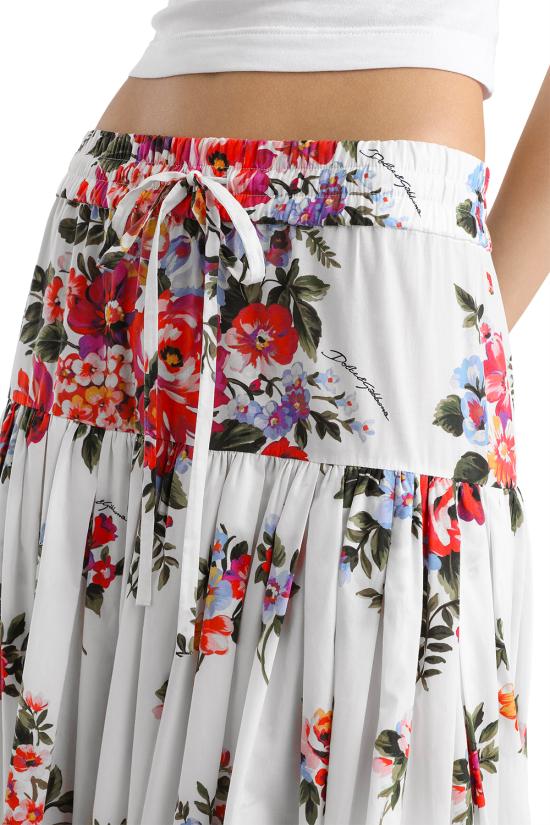 26SS 돌체앤가바나 미디 스커트 F4DC6THS5UU HA5ZO Mazz fiori f bianco - DOLCE & GABBANA
