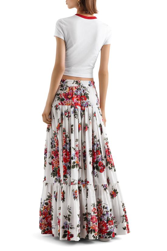 26SS 돌체앤가바나 미디 스커트 F4DC6THS5UU HA5ZO Mazz fiori f bianco - DOLCE & GABBANA