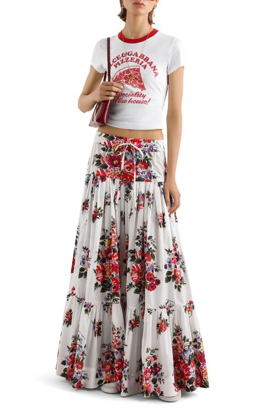 26SS 돌체앤가바나 미디 스커트 F4DC6THS5UU HA5ZO Mazz fiori f bianco - DOLCE & GABBANA