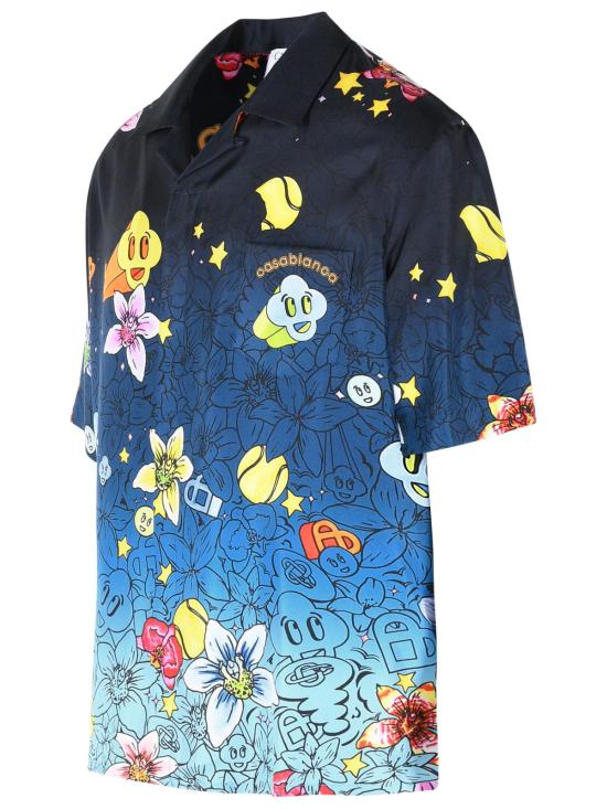 26SS 카사블랑카 긴팔 셔츠 M SS26 SH 003 03GRAFFITI REPEAT Blue - CASABLANCA