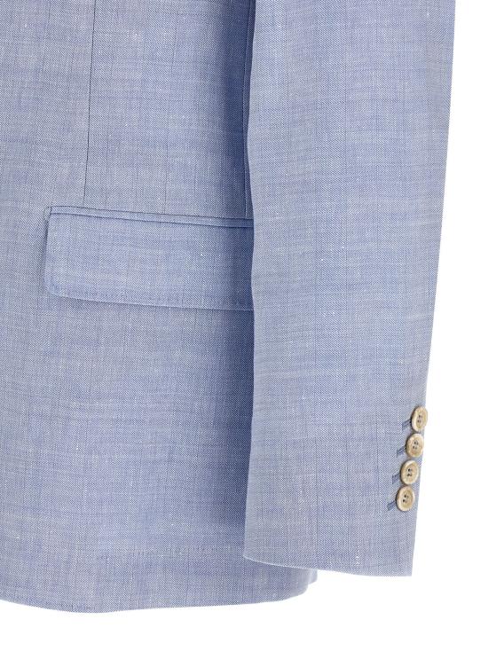 26SS 브루넬로 쿠치넬리 리넨 버진 울 블렌디드 셰브런 디컨스트럭티드 블레이저 MZ4087BTDC024 Light Blue - BRUNELLO CUCINELLI