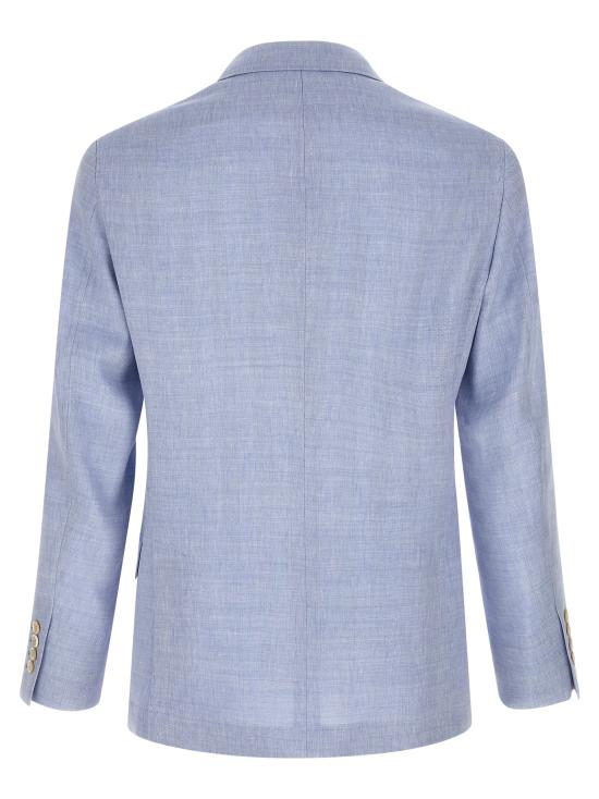 26SS 브루넬로 쿠치넬리 리넨 버진 울 블렌디드 셰브런 디컨스트럭티드 블레이저 MZ4087BTDC024 Light Blue - BRUNELLO CUCINELLI